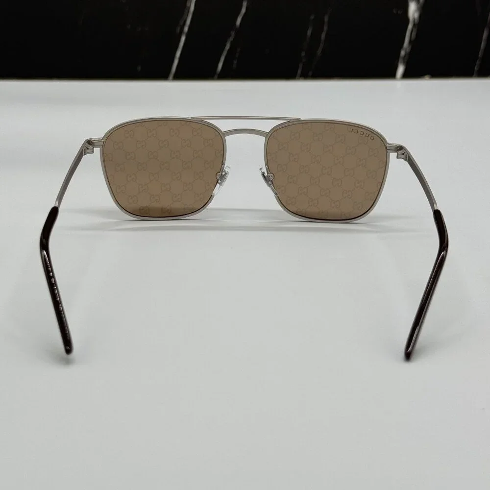 NEW GUCCI SUNGLASSES SILVER BROWN UNISEX EYEWEAR GUCCI GG1881S 004